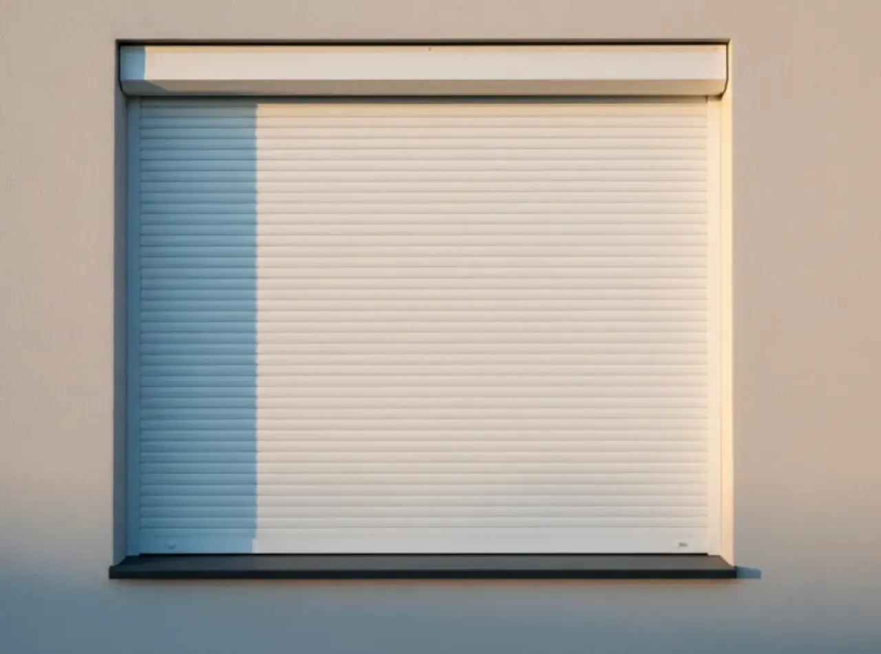Volet roulant blanc fermé sur une fenêtre